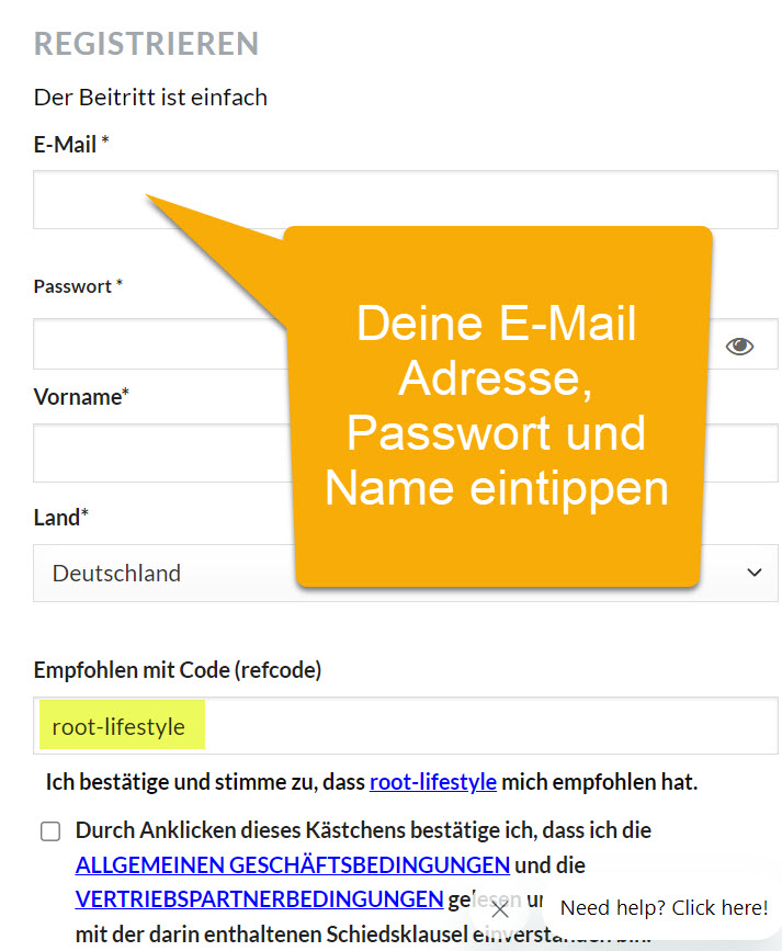 Kostenlos bei ROOT registrieren Schritt 3